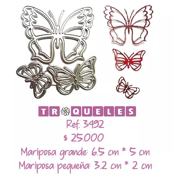 3492 Troquel Mariposas * 3 Pz