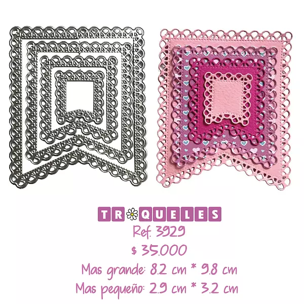 3929 Troquel Banderines Tipo Blonda * 4 Pz