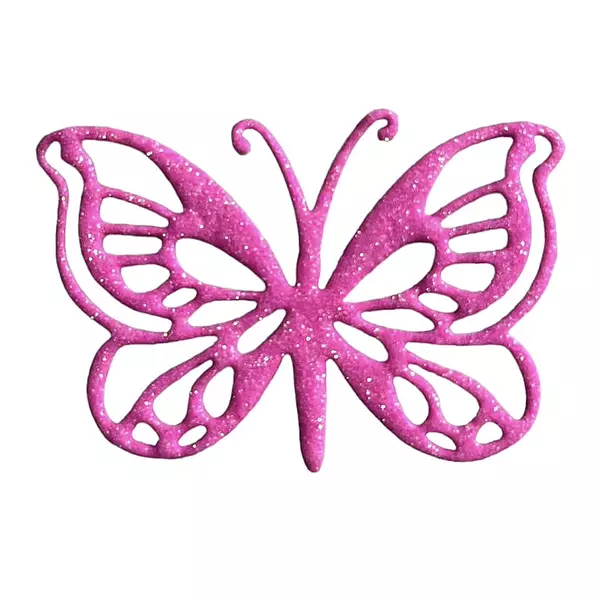 12 Mariposas Troqueladas Fucsia Escarchado