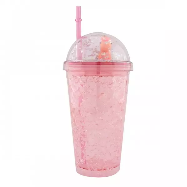 Vaso Glitter Crackelado Rosado