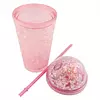 Vaso Glitter Crackelado Rosado