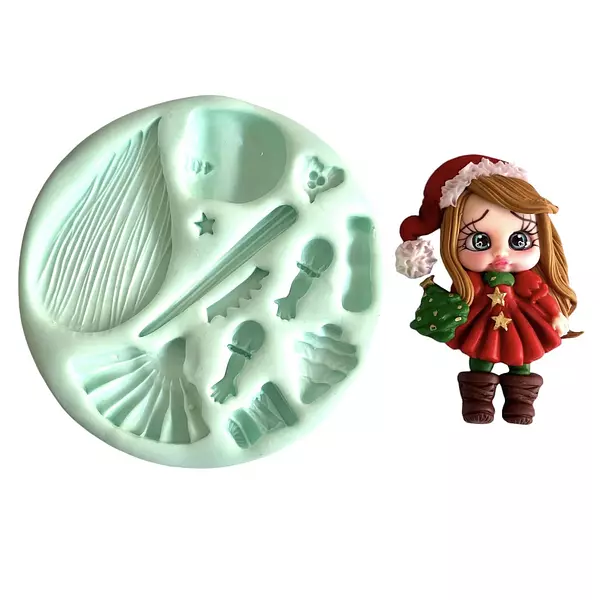 Molde Silicona Niña Navidad Arbolito