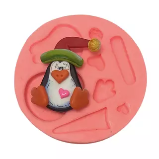 Molde Silicona Pinguino Con Gorrito