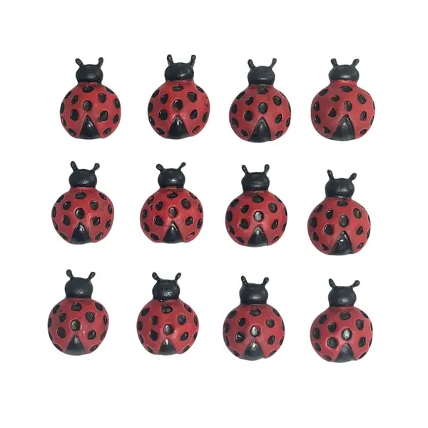 12 Mini Mariquitas En Porcelanicron