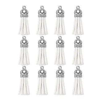12 Borlas Cuerina Blancas