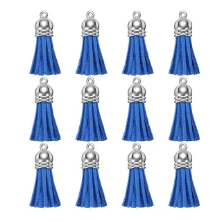 12 Borlas Cuerina Azul