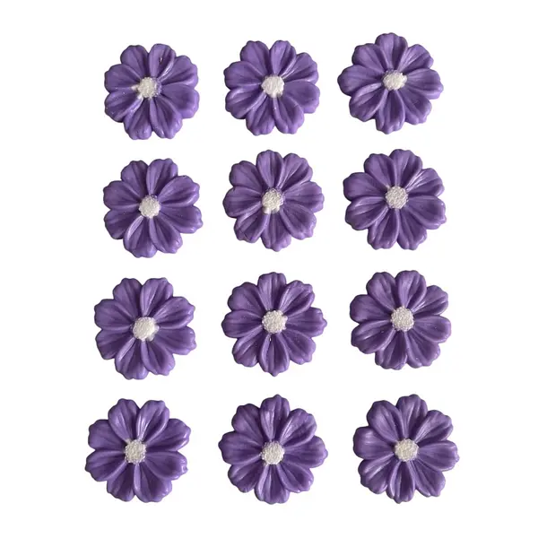 12 Flores Lilas Con Centro Blanco