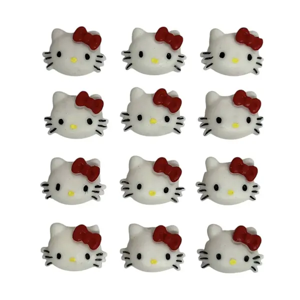 12 Mini Hello Kitty Moño Rojo