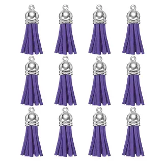 12 Borlas Cuerina Moradas