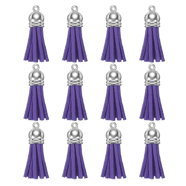 12 Borlas Cuerina Moradas