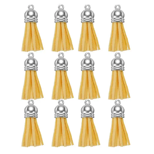12 Borlas Cuerina Amarillas