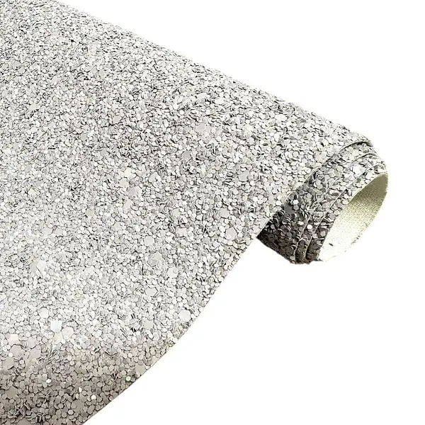 Cuerina Glitter Aventurina Gris Hielo