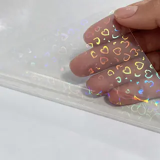 16 Hojas De Vinilo Holografico Corazones Juntos