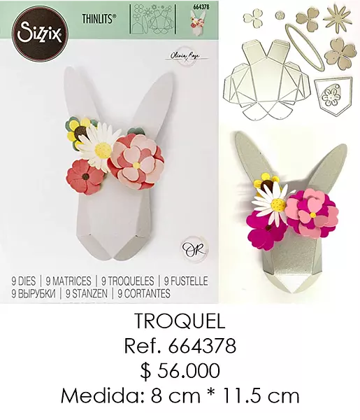 Troquel Thinlits Conejo con Flores Sizzix 664378