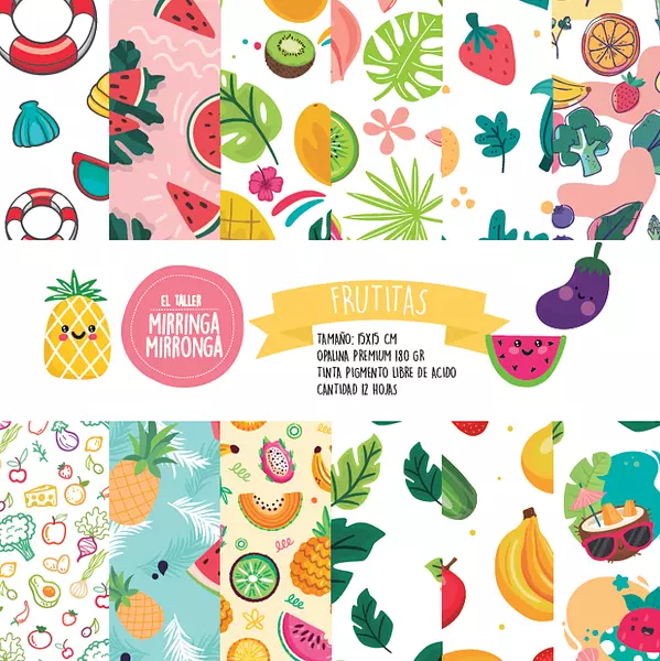 Block De Papel Frutas A Una Cara De 30.5 Cm *30.5 Cm (12 Hoj