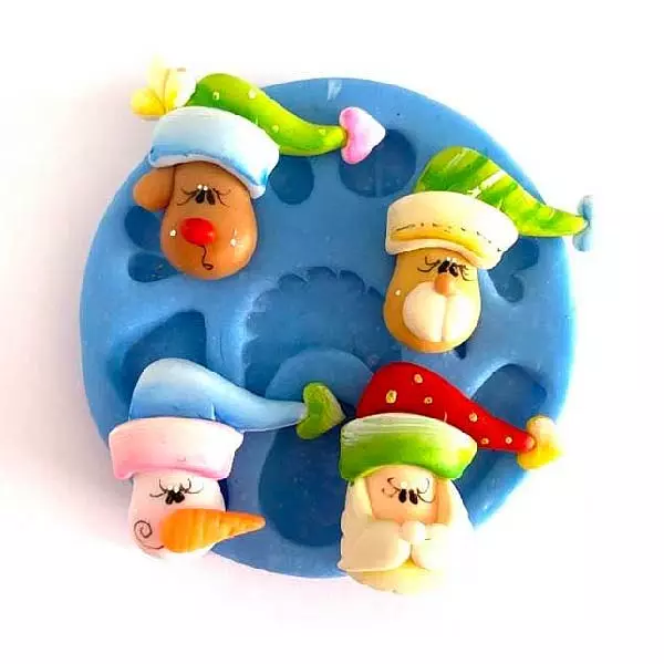 Molde Silicona Caras con Gorrito de Navidad