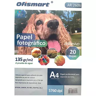 Papel Fotográfico Adhesivo 135 Gramos * 20 Hojas