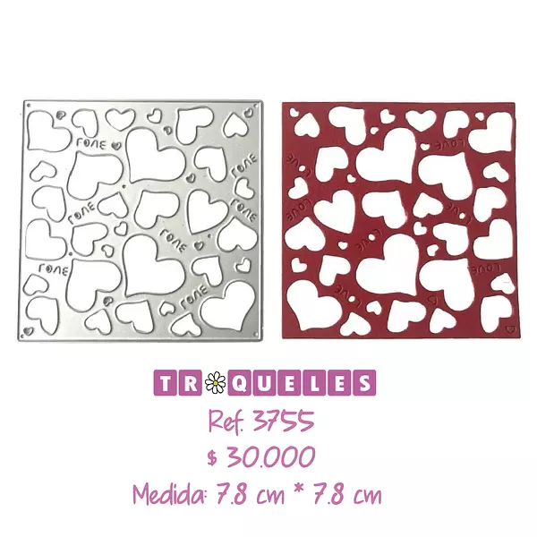 3755 Troquel Fondo Corazones