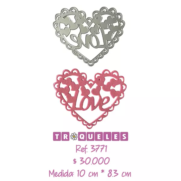 3771 Troquel Love En Corazon