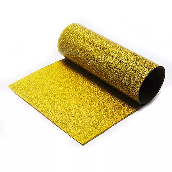 Vinilo Textil Pu Glitter Dorado (50 Cm * 50 Cm)