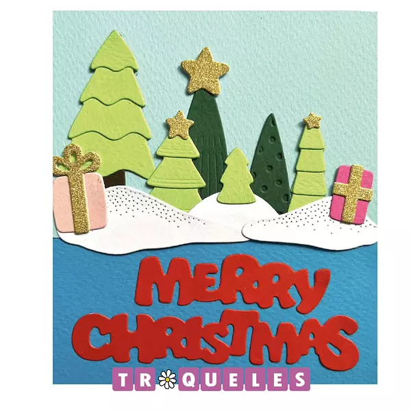 3806 Troquel Arboles Y Merry Christmas