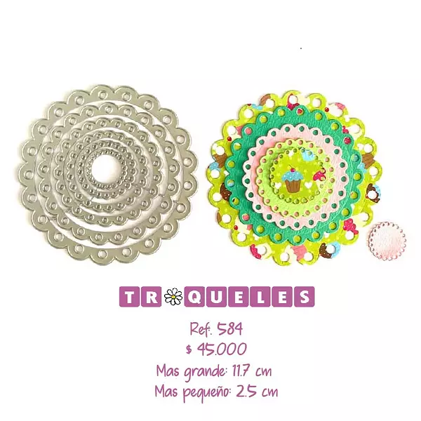 T0584 Troquel Circulos Con Perforaciones * 6 Pz