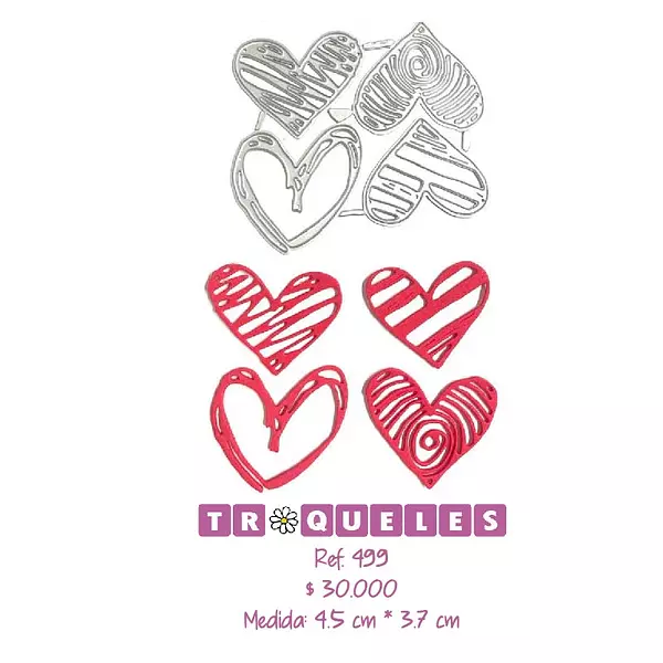 T0499 Troquel Corazones * 4 Pz