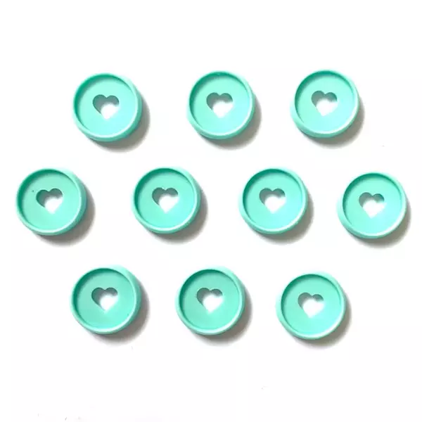 Discos Corazon Verde Menta 2.8 Cm * 10 Pz