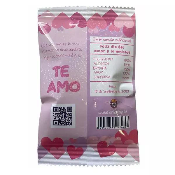 Diseño Chip Bag Corazón Amor y Amistad