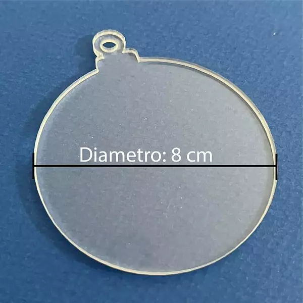 12 Bolas Planas Navideña Transparentes De 8 Cm