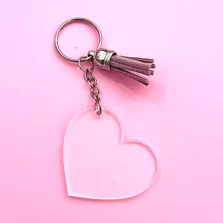 12 Llavero De Acrilico Corazon Con Herraje Metalico Y Borla